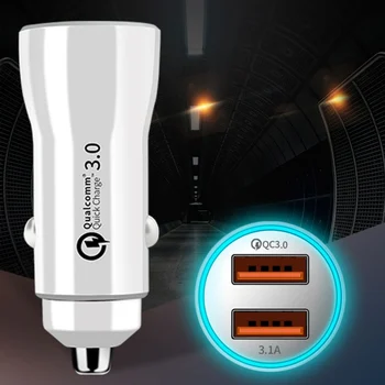 

Quick Car Charger 3.0 9V/2A 2 USB FCP Fast Charger Auto Smart LED Adapter For Cables, Adapters
