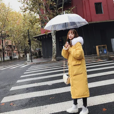 Yelllow AYUNSUE зимняя куртка женская парка Femme длинное пальто Женская Корейская парка с капюшоном Женская Chaqueta Mujer 8821 YY1238 - Цвет: Yelllow
