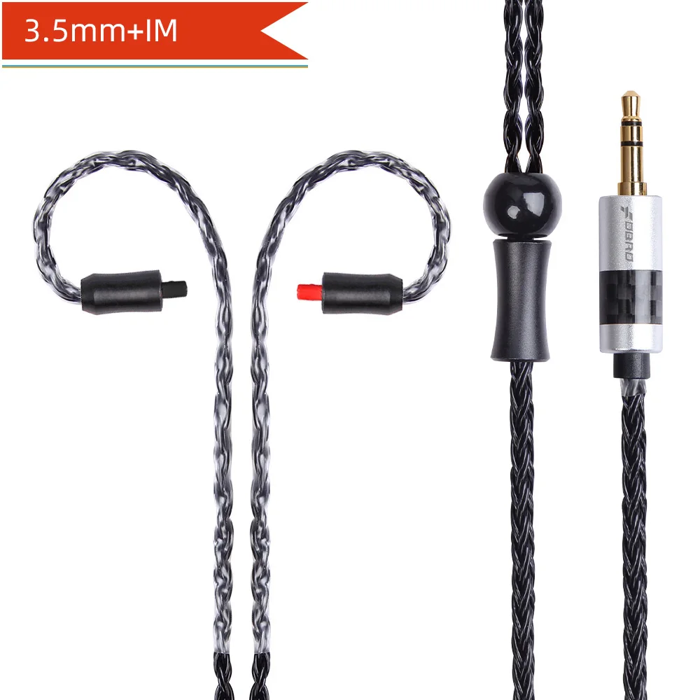 FDBRO IE80 IM 2Pin 0,78 мм A2DC кабель 16 ядер 2,5/3,5/4,4 мм серебро наушники с покрытием Обновите проводные наушники кабель MMCX SE425 SE535 - Цвет: black 3.5mm IM