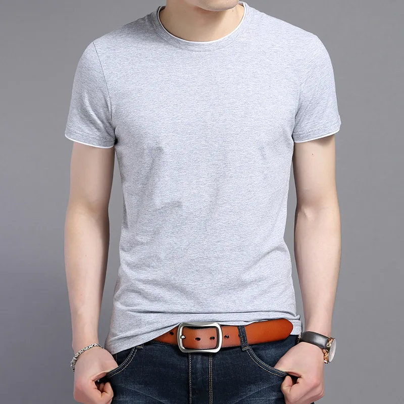 

Fashion men t-Shirt men cotton short sleeves Casual summer Solid color plus size tops tshirt