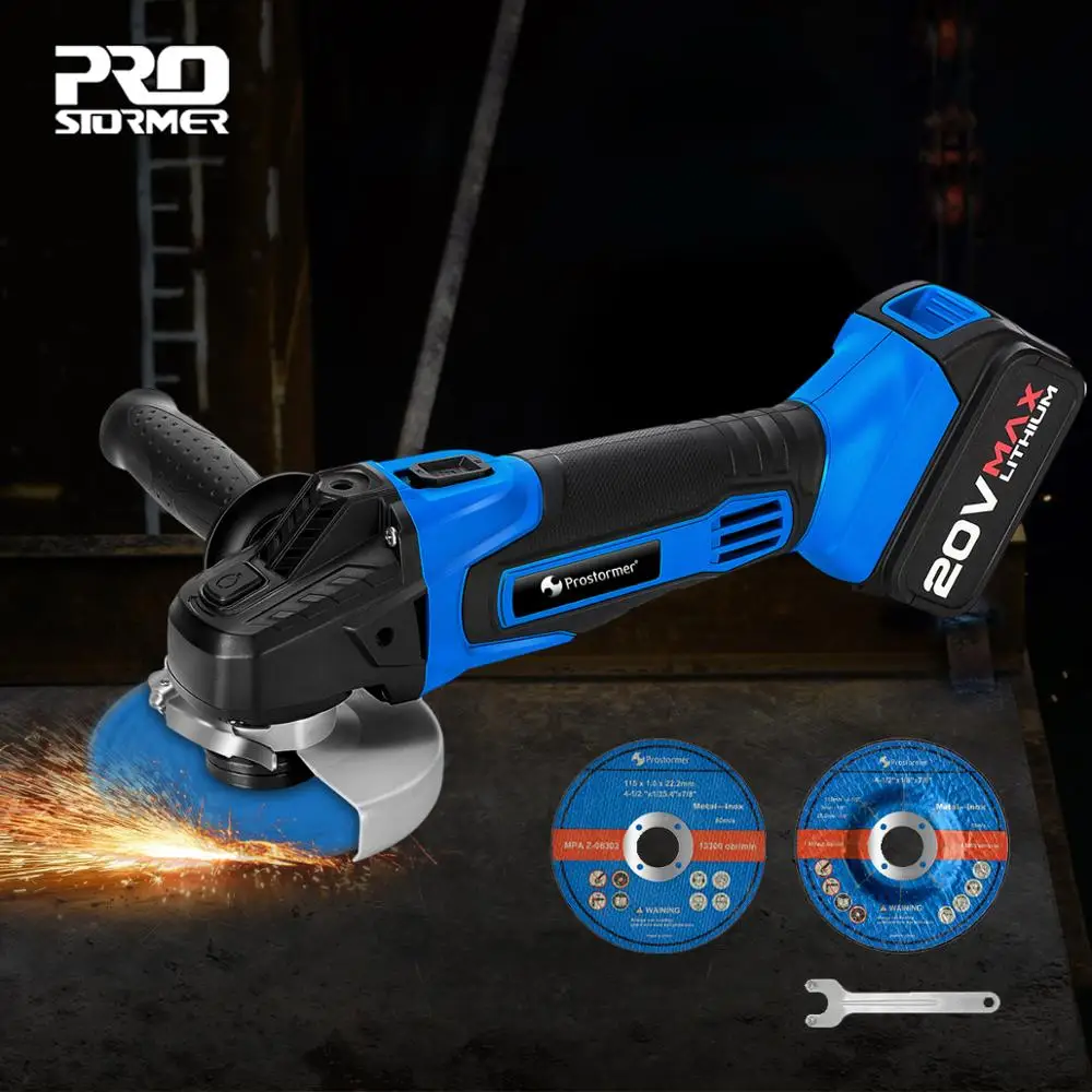 

PROSTORMER 20V Cordless Electric Angle Grinder 4000mAh Grinding machine Electric grinder Angle Grinder chargeable Power Tools