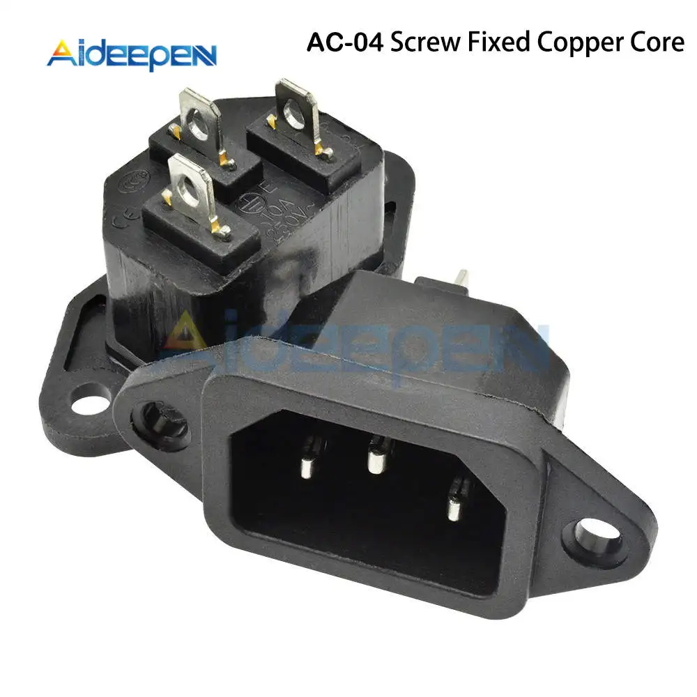 AC-01 AC-01A AC-02 AC-02A AC-03 AC-04 AC-013A IEC320 C14 электрические розетки переменного тока 250V 10A 3-контактный Мужской Женский Разъем Розетка - Цвет: AC-04 Screw Copper