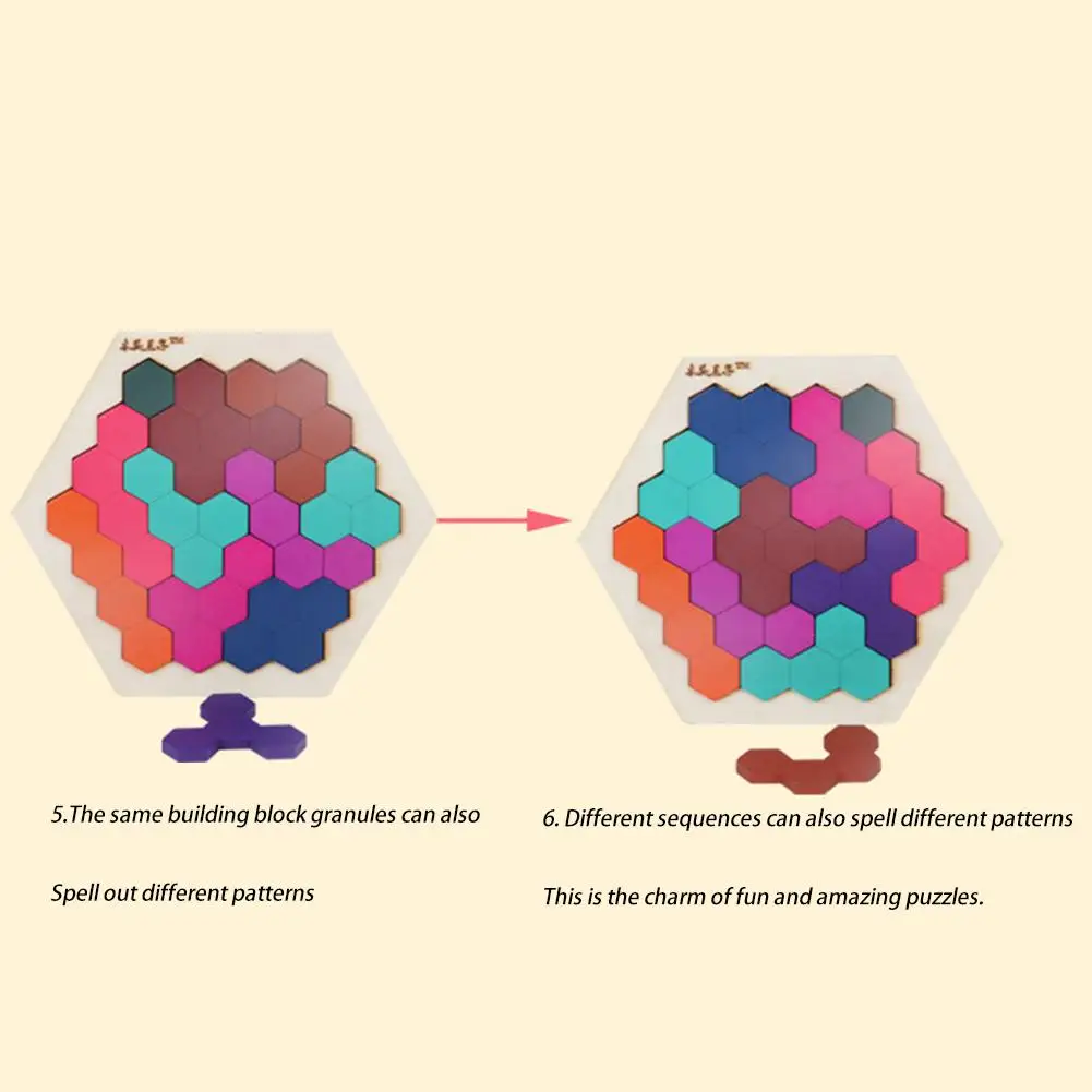 Веселые геометрические танграммы соты логика головоломки Дети деревянные Тренировки Мозга IQ игры игрушки Дети Настольная игрушка для обучения подарки