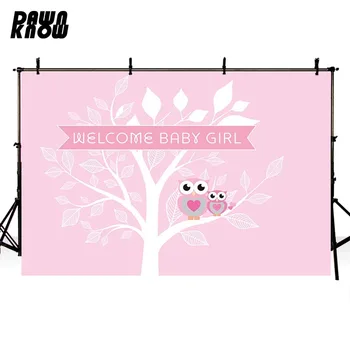 

DAWNKNOW Cartoon Owl Vinyl Photography Background For Baby Tree Photo Shoot Backdrop For Birthday Party Photo Studio lv459