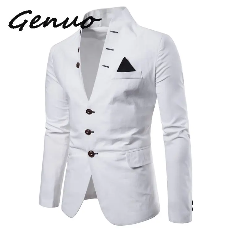 Genuo, Новое поступление, роскошный мужской блейзер, модный бренд, высокое качество, смесь хлопка, приталенный мужской костюм, Terno, блейзеры для мужчин