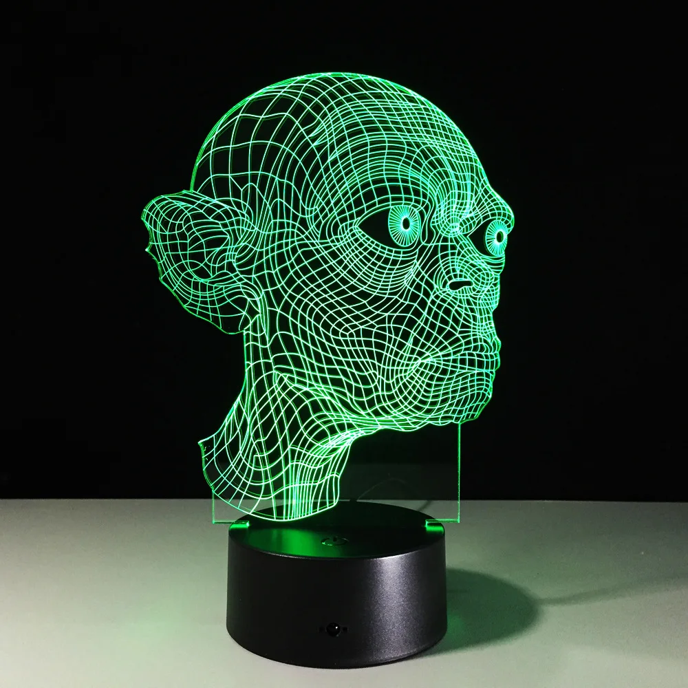 3D светодиодный USB лампа террор оформление вечеринки череп голова озорная атмосфера 7 цветов Изменение сенсорный ночник
