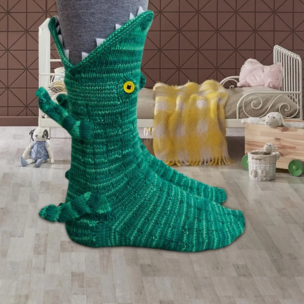 Sock Knit Crocodile Socks Knitted Alligator Socks Chameleon Shark Fish Christmas Creative Gift New Year Christmas