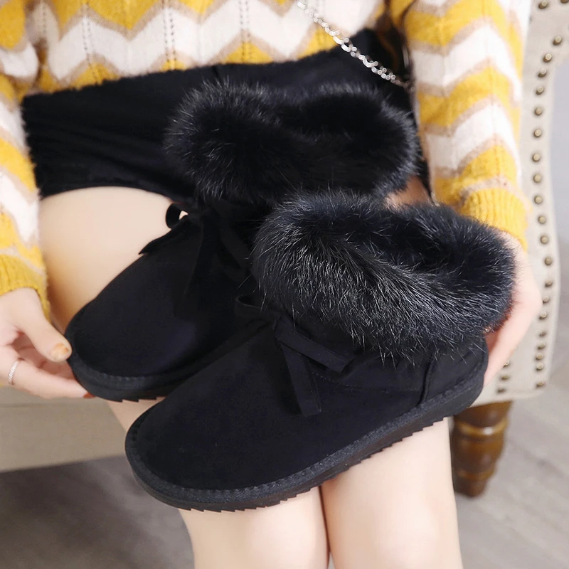 Plush Snow Boots Women Winter Shoes Keep Warm Ankle Boots Non Slip Waterproof Casual Short Booties for Ladies Black Brown