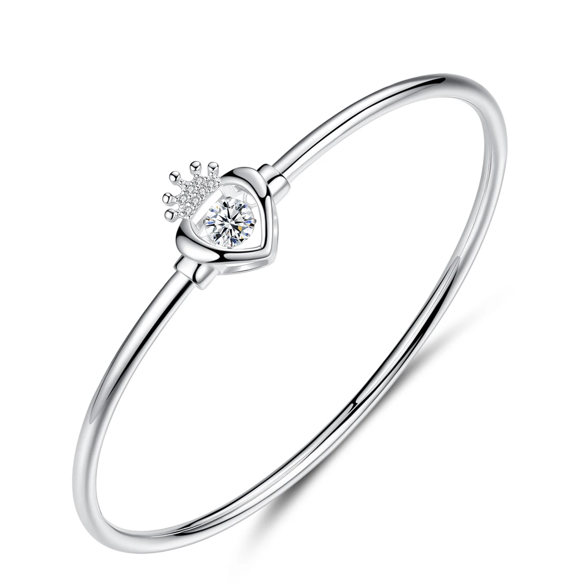 

Fenchen 925 Sterling Silver Bracelets & Bangles AAA Cubic Zircon Heart Crown Fashion Bangle for Women 925 Silver Jewellery AB029