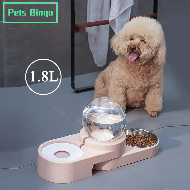 

Pets Bingo Dog Autommatic Feeder 1.8L Cat Drinking Dispenser Dual Port Puppy Bowl Multifunction Pet Food Storage Container