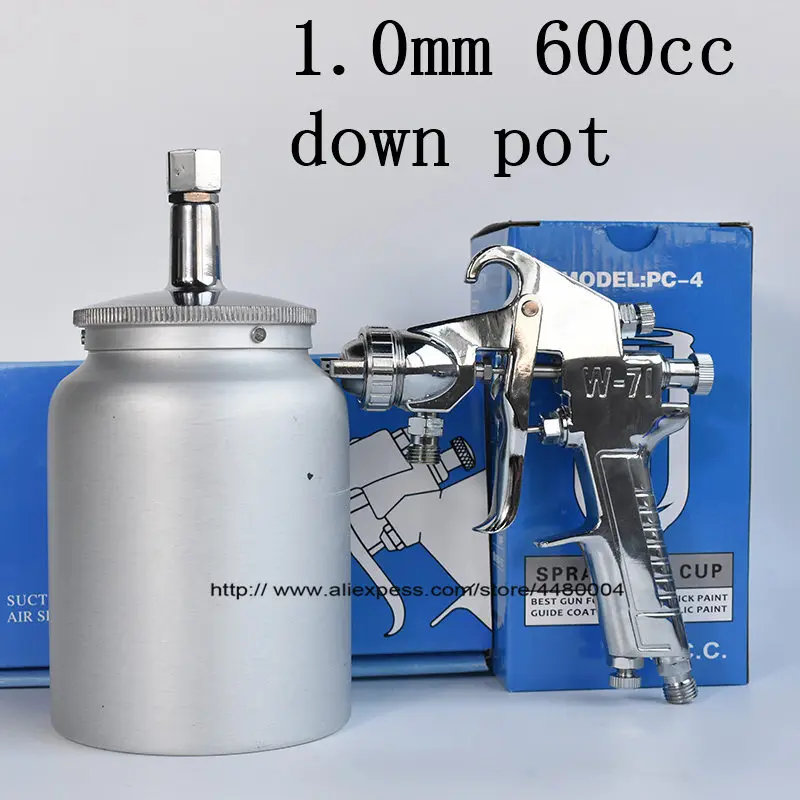 1.0mm down pot W-71 пистолет-распылитель 1,0/1,3/1,5/1,8 мм 600cc чашка воздуха спрей пушка профессиональная автомобильная краска инструмент - Цвет: 1.0mm down pot
