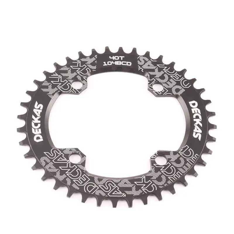 DECKAS 104BCD 40/42/44/46/48/T овальная цепь для горного велосипеда MTB велосипеда, шатун, алюминиевая узкая широкая цепь BCD 104 овальная - Цвет: 40t oval black