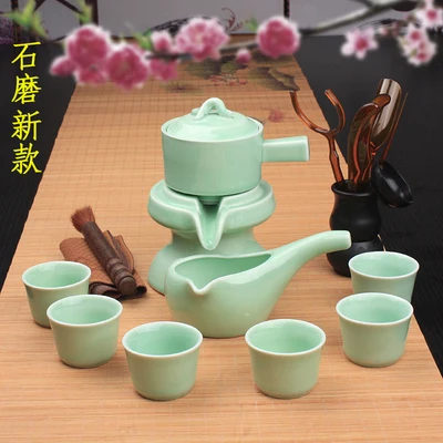 Керамический чайник, набор для дома, каменная мельница, креативный чайник, кунг-фу, чайная чашка, полуавтоматическая, ленивый чайник, Высококачественная посуда для напитков - Цвет: B