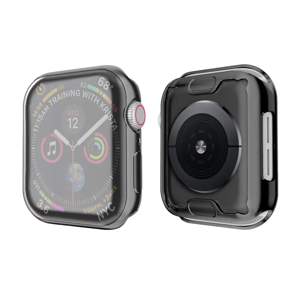 black Защитный чехол для Apple Watch Series 5, 4, 40 мм, 44 мм, чехол из ТПУ, защитный чехол для Apple Watch 3, 2, 1, 42 мм, 38 мм, чехол для ремешка - Цвет: black