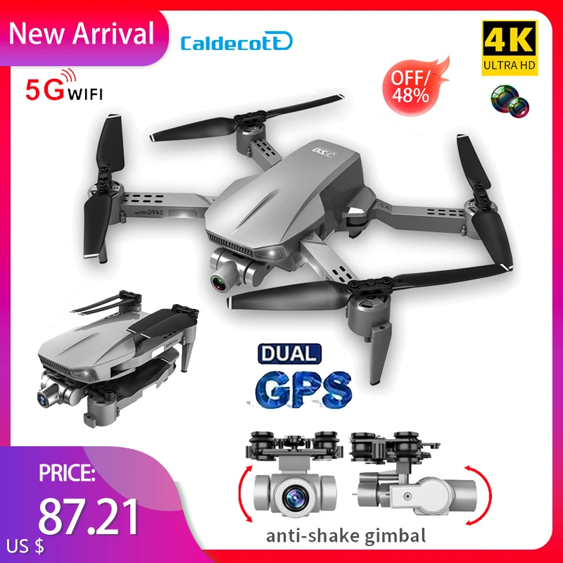 L106Pro GPS Drone 5G Wifi Fpv 4K HD Dual Camera 2-axis Gimbal Aerial Photography Foldable Quadcopter RC Distance 1200M Gifts