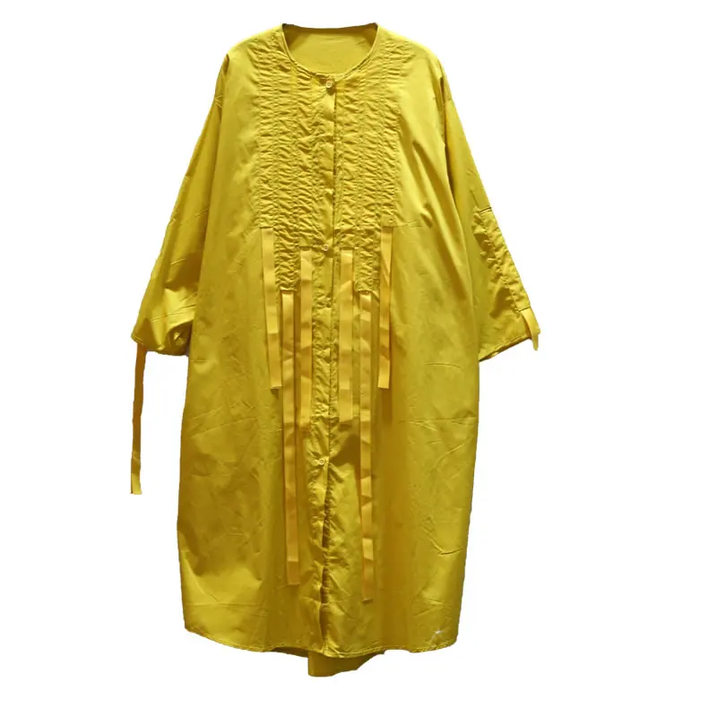 yellow GCC1241 XITAO Плюс Размер Лоскутная лента платье Плюс Размер Женская мода корейский матч все свободные миди платье одежда Осень GCC1241 - Цвет: yellow GCC1241