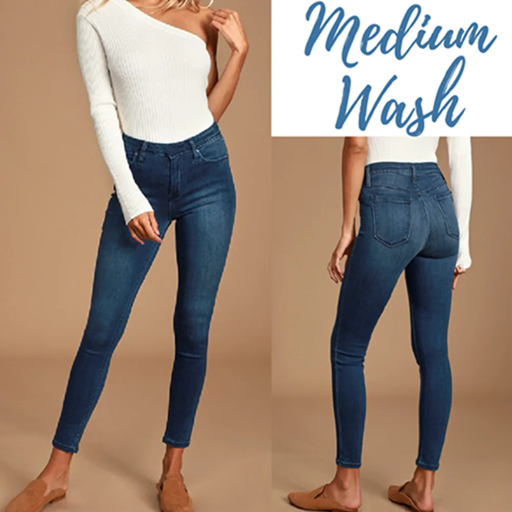 

Women Legs Shaping Leggings Fake Jeans Pants Pull-on Skinny Elastic Trousers XRQ88