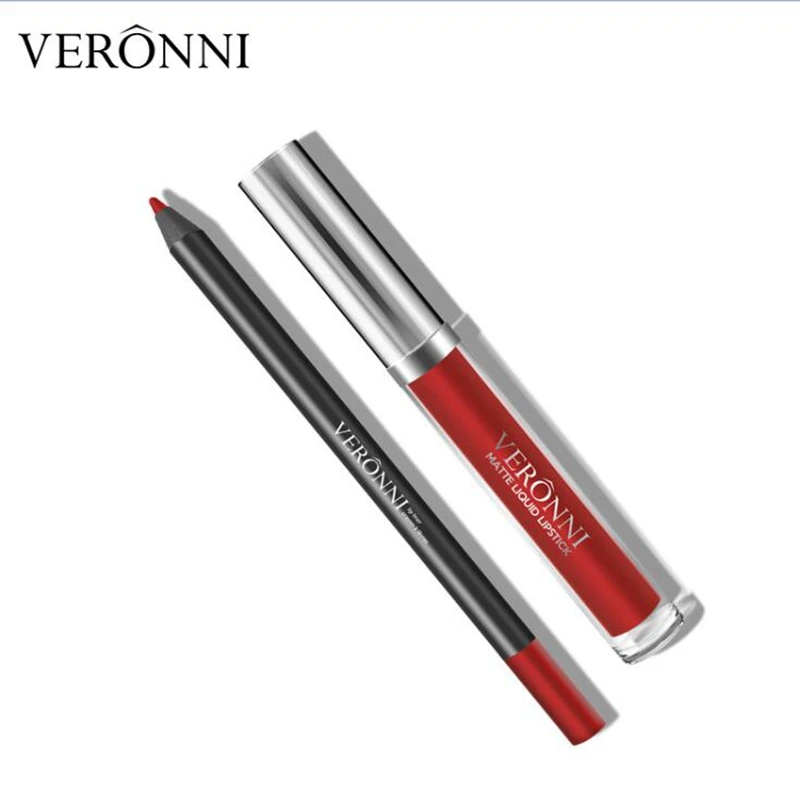 VERONNI Lip Gloss & Lipliner Set Pencil Moisturizer Long Lasting Waterproof Matte Lipstick Lip Stick Lipgloss Brand Makeup Lip VERONNI Lip Gloss & Lipliner Set Pencil Moisturizer Long Lasting Waterproof Matte Lipstick Lip Stick Lipgloss Brand Makeup Lip