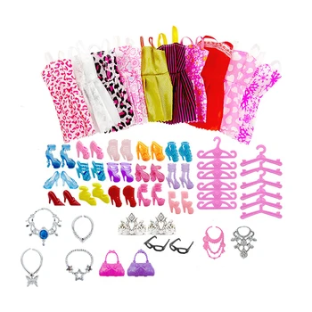 

Random Mini Dress Shoes Boots Handbags Crown Hangers Glasses Doll Clothes Kids Toy 1 Set Doll Accessories for Barbie Doll