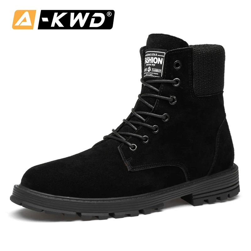 

Fashion Black Men Winter Boots With Fur Winter Sneakers for Men Chaussure Hiver Homme Autumn Waterproof High Top Single Shoe Men