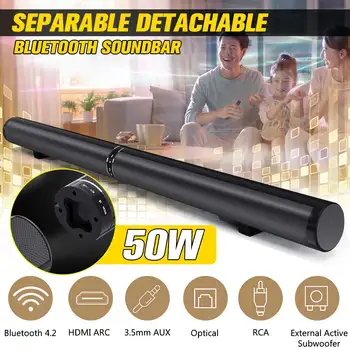 

50W Detachable Wireless bluetooth Speaker Soundbar 3D Stereo Support RCA AUX HDMI Home Theatre Computer/PC Wall Bass Subwoofer