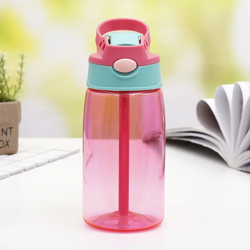 Pink Bottle Красочная пластиковая бутылка с соломинкой бутылки для детей взрослых 450 мл Спорт и Туризм Бутылка - Цвет: Pink Bottle