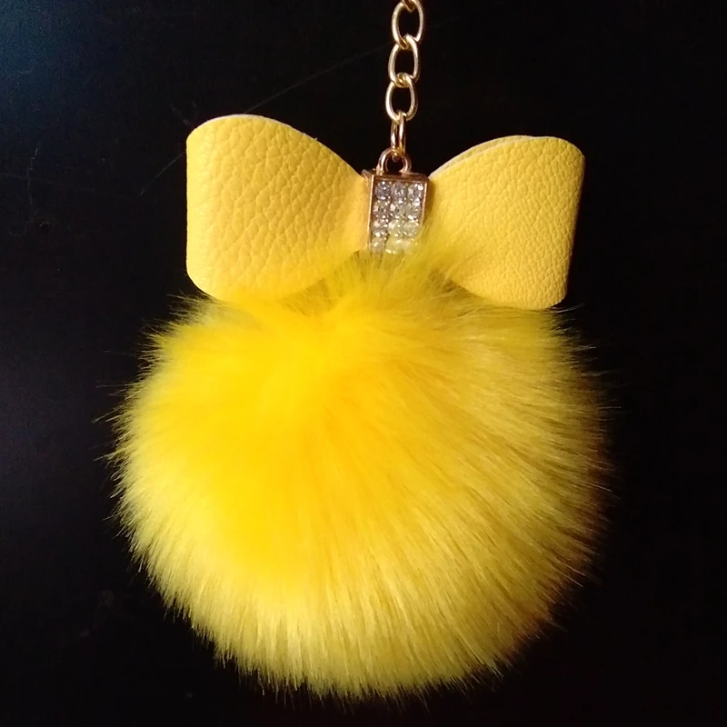 

Big Bowknot Pompon Key Chain Fluffy Fake Fur Ball Key Ring Cute Pendant Bag Charming Car Key Holder Personality Gifts