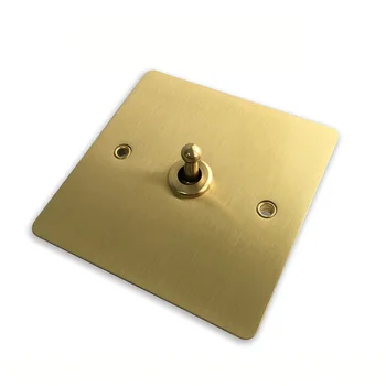 

High-quality Type 86 Hotel Loft Style Wall Light Retro Toggle Switch With Brushed Brass Panel