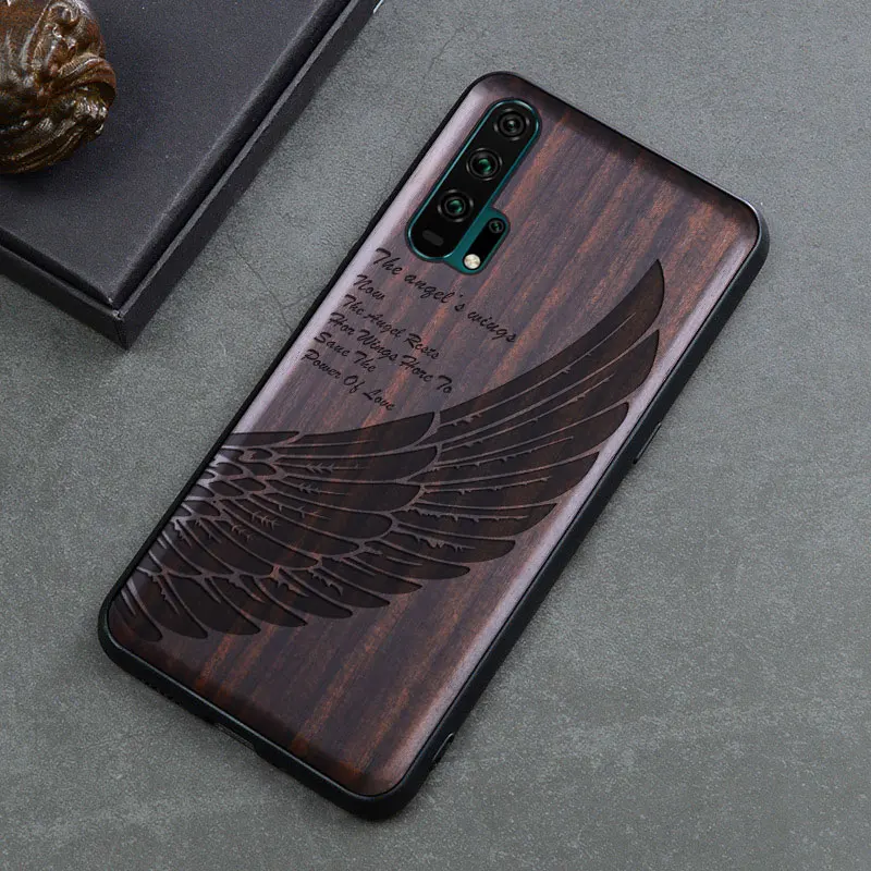 Роскошный черный чехол для телефона с черепом из эбенового дерева для huawei Nova 5 t, Деревянный чехол с цветком для huawei Nova 5t - Цвет: 8