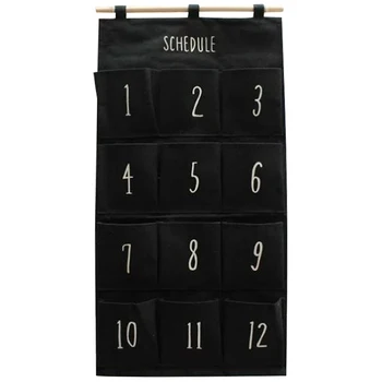 

Black 12 Pocket Wall Hanging Storage Bag Storage Bag Toy Decorative Fabric Denim Moon Pendant Door Bag Bedroom Cosmetics Home