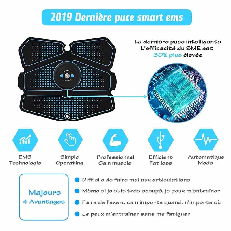 ABS Muscle Stimulator Abdominal Muscle Trainer EMS Toner Belt Electrostimulation Bodybuilding Home Gym Workout Fitness Equiment