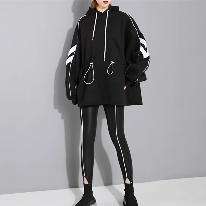 TWOTWINSTYLE повседневное шнурок хит цвет Женские кофты с капюшоном воротник фонарь