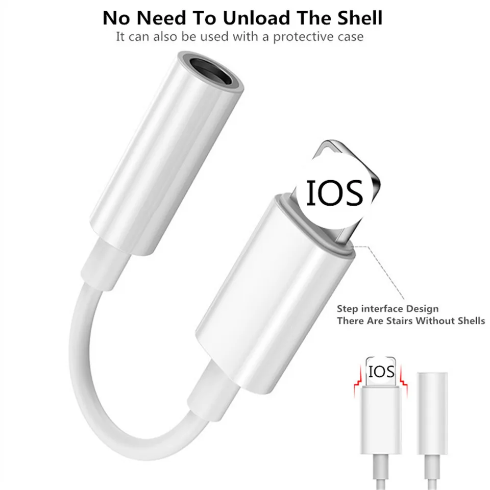 

3.5mm Aux Headphone Jacks Audio Adapter for IPhone X 7 8 Plus IOS12 Lighting Plug Play Music Audio USB Coverter Heandset Adapter