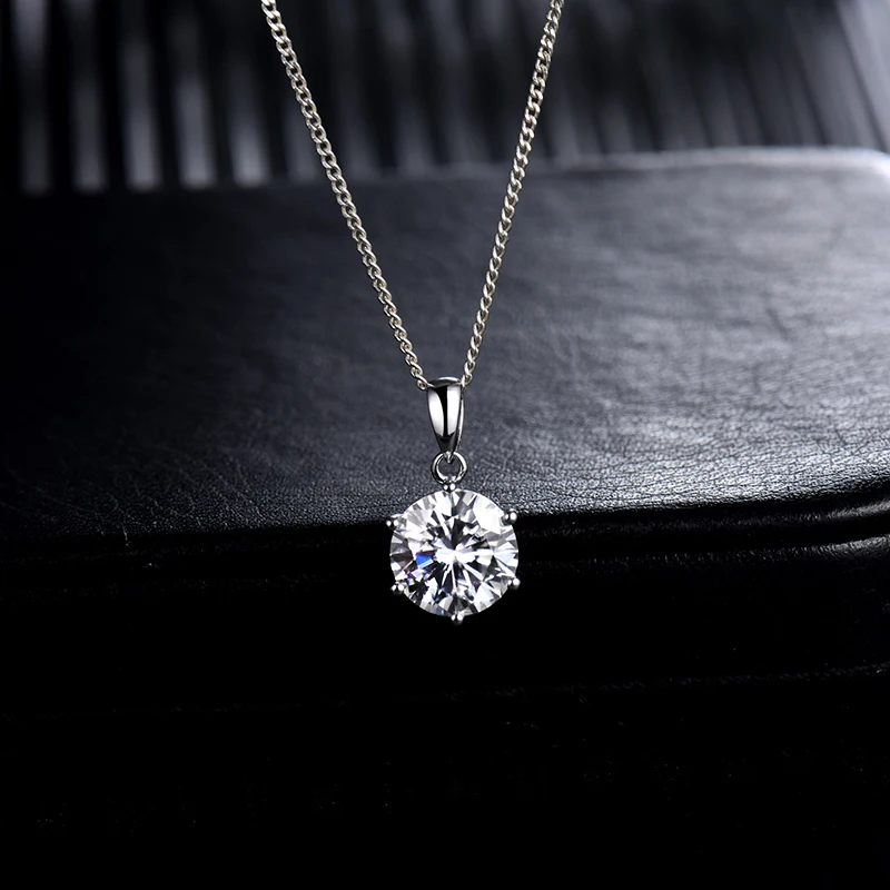 LOVERJEWELRY, женские подвески из муассанита, Настоящее 14 к белое золото, круглая огранка, Муассанит, подвеска для леди, день рождения, юбилея, лучший подарок
