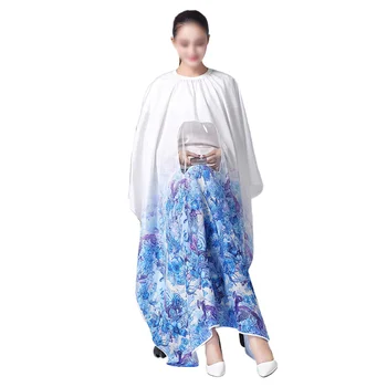 

Hairdressing Apron Adults Haircutting Wai Cloth Waterproof Cape Barber Cloak Blue and Transparent