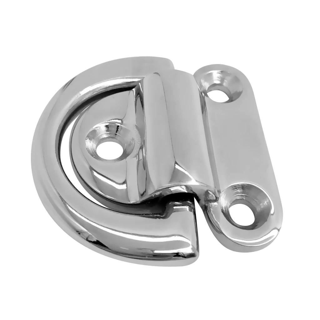 Marine 316 Stainless Steel Folding Pad Eye, Deck Lashing D Ring, Trailer, Boat, Caravan
