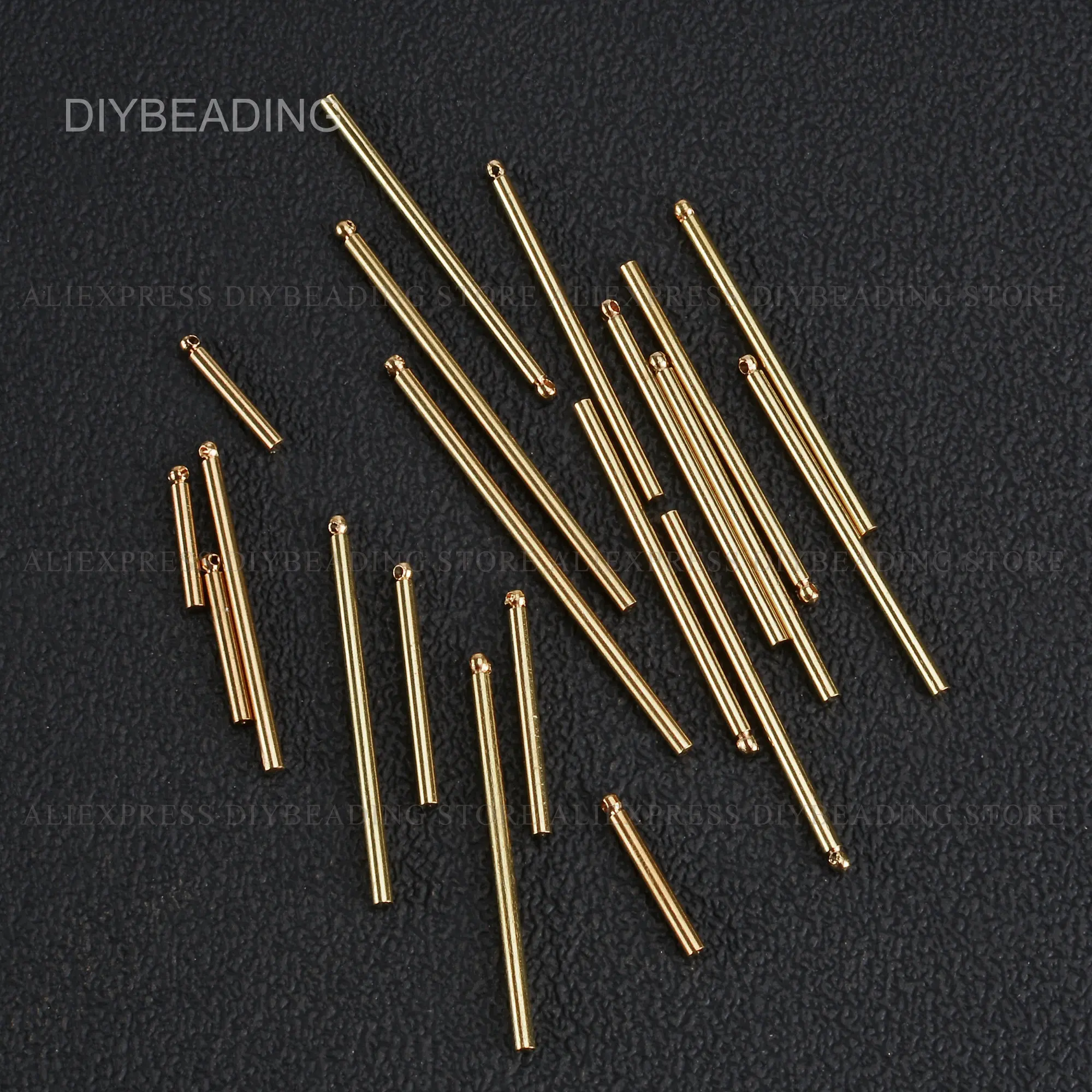 50-100 Pcs Brass Round Tube Bar Pendant for Earring Necklace Making 15mm 18mm 25mm 35mm 40mm 50mm Bulk Metal Findings