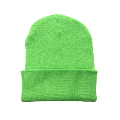 LightGreen Зимние шапки для женщин, Новые Вязаные шапки, одноцветные милые шапки для девочек, осенние женские шапки, теплые шапки, женские повседневные Шапки - Цвет: LightGreen