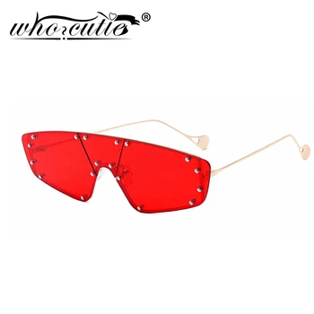 

Fashion Rihanna Futuristic Sunglasses Women Men Shades Glasses Luxury Brand Metal Rivet Frame Trendy Rimless Eyewear Female S239
