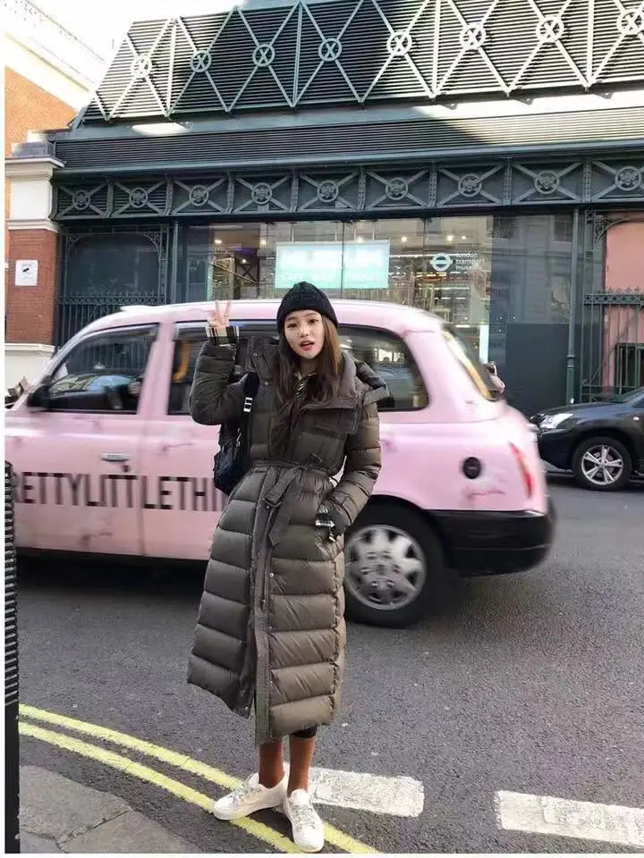 Вне сезона Распродажа Dongdaemun пуховик Для женщин средней длины длинный дизайн в Корейском стиле Сапоги выше колена талии облегающие обтягивающая модель Th