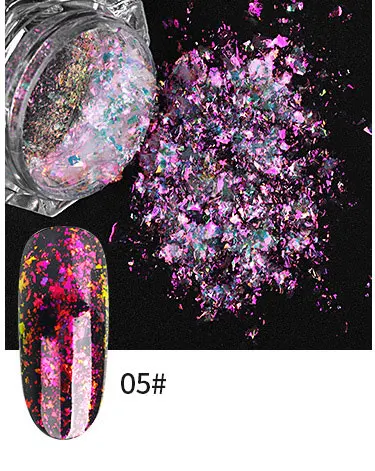 0,2 г алюминиевые хлопья блестки для ногтей порошок нерегулярный зеркальный эффект хамелеона Фольга Маникюр художественное оформление ногтей - Цвет: 5