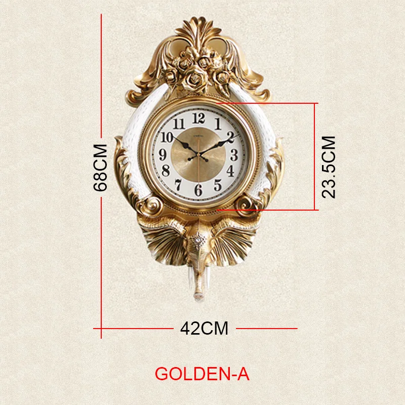 large retro elephant idyllic mute wall clock Golden-A  