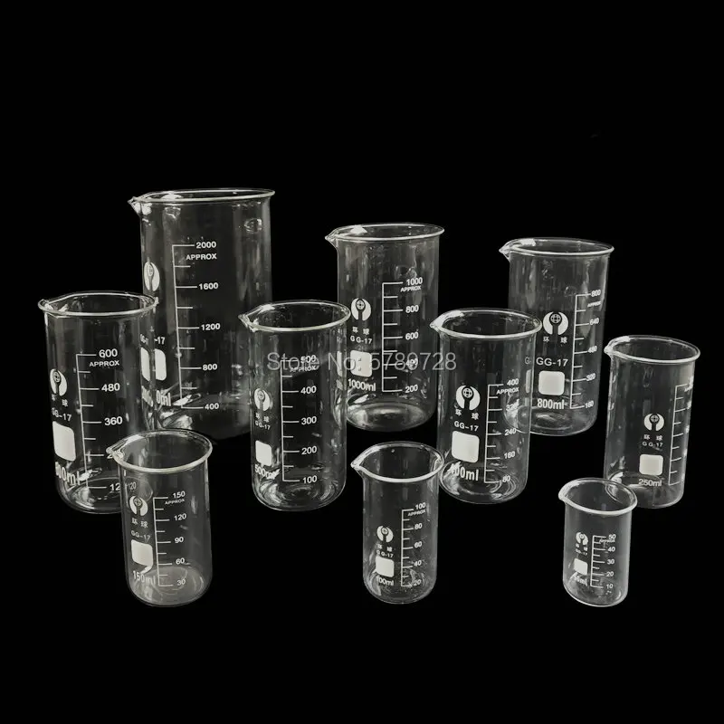 High borosilicate glass beaker with scale High-type clear measuring cup 50ml to 1000ml Chemical experiment container | Канцтовары для
