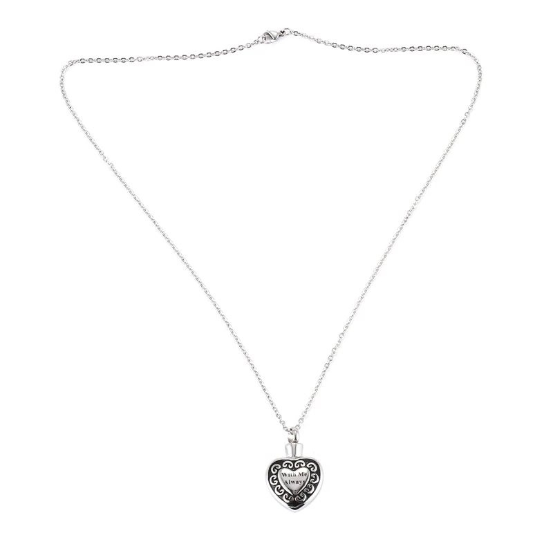 

Cremation Jewellery Stainless Steel "With Me Always" Heart Urn Pendant Necklace - Memorial Ash Keepsake