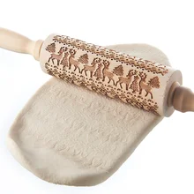 1 шт. деревянная Скалка тиснение выпечки Рождество Лось печенье лапша бисквит Фондант