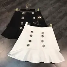 Новая лодка якорь рисунок двухрядная Кнопка анти ходьба подкладка кружева рыбий хвост юбка половинной длины юбка