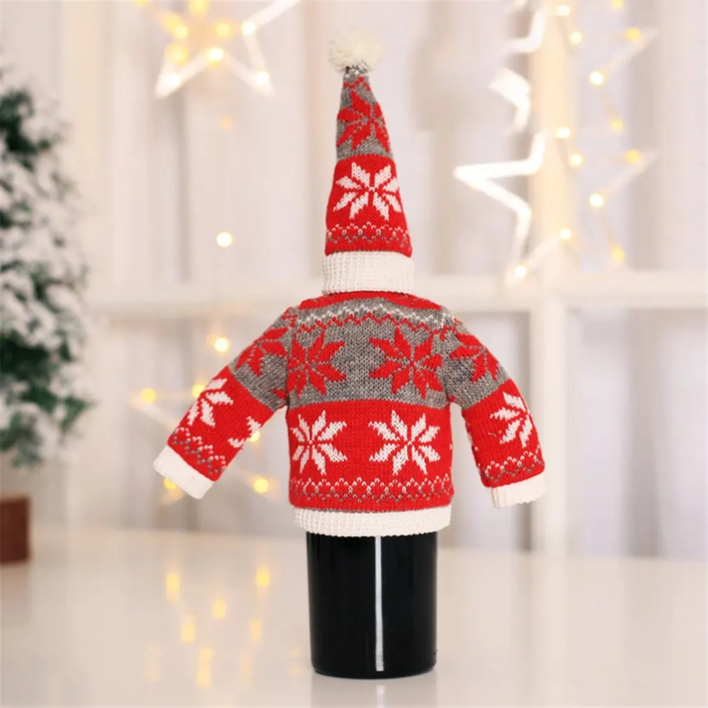 

Bottle Cover With Hat Christmas Wine Bottle Decor Wine Bottle Cloth Kitchen Decoration Portable Xmas Dinner Party Decor