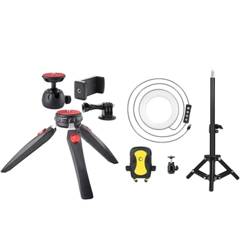 

Mini Tripod Camera Holder - Premium Tabletop Small Phone Tripod Mount for Gopro Iphone with Led Ring Light 6 Inch Portable with