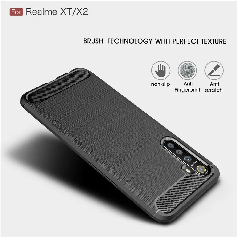 Силиконовый чехол Realme XT для / X2 из мягкого углеродного волокна телефона 6 4