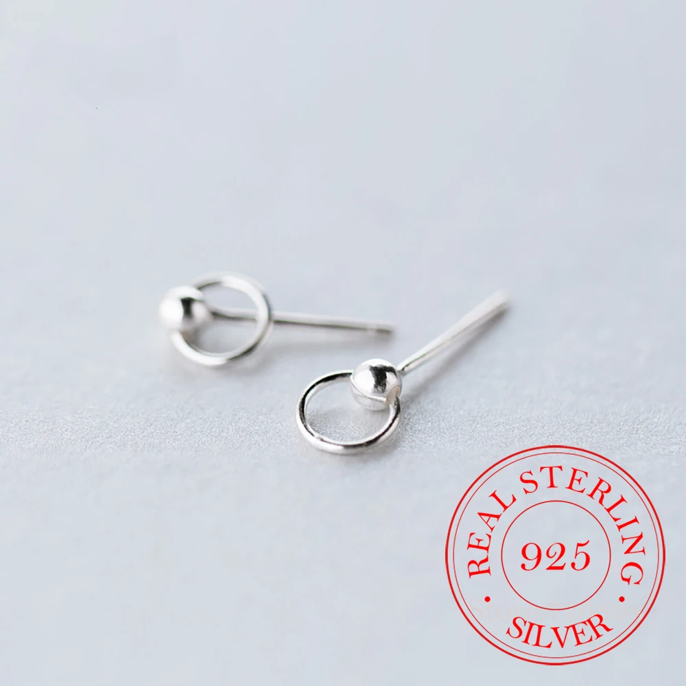100% Orecchini A Bottone Rotondi In Argento Sterling 925 Per Le Donne Gril Gioielli Di Compleanno Di Nozze Bijoux Boucles D'Oreilles